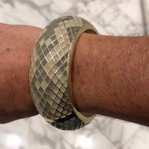 Sequin cuff bracelet light and dark grey  w gold